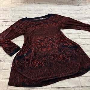 🔵 SUSAN GRAVER ”WORN ONCE” CURVY RED & BLUE FLAT POCKET Tunic